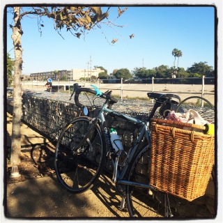 Stopping for a rest along the Ballona Creek bike path.